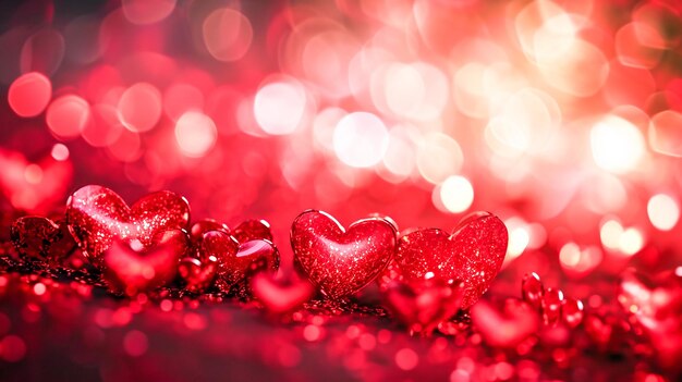 Sfondio bokeh romantico con cuori Buon Valentino banner carino