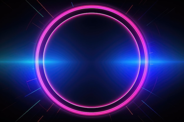 Sfondio circolare rotondo con consistenza rosa e blu neon Uno sfondo futuristico con una composizione di forme di gradiente circolare Ai generato