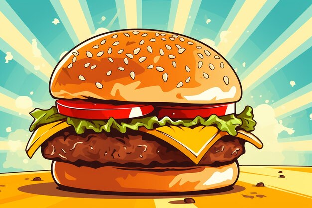 Sfondio colorato con hamburger in stile retro