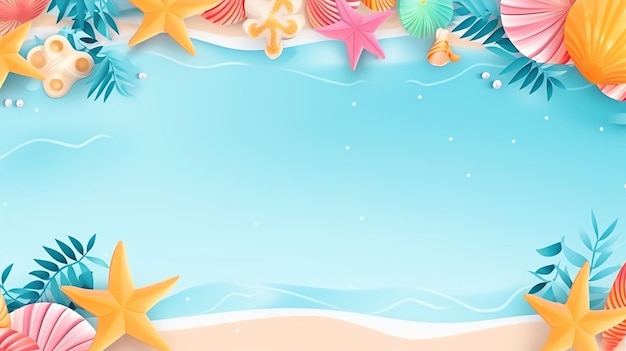 Sfondio colorato dello striscione estivo con le onde della spiaggia