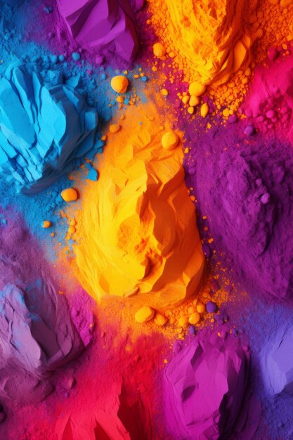 Sfondio colorato di polvere Holi Festa di colori vivaci Tradizione indiana
