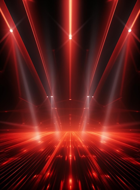 Sfondio con illuminazione di proiettori rossi per volantini immagine realistica ultra hd high design