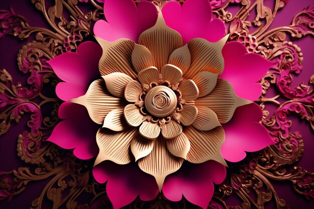 Sfondio decorativo con un disegno di mandala rosa per un tocco di eleganza