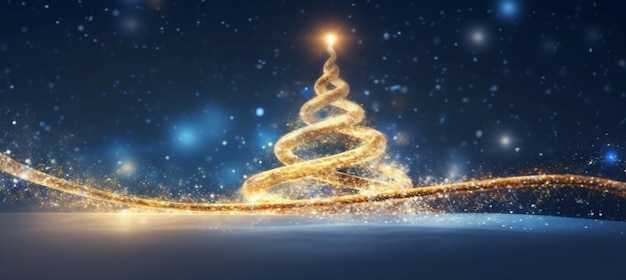 Sfondio decorazione di giocattoli d'oro di Natale poster palla ramo albero albero blu vacanza AI generativa