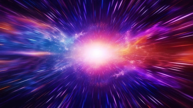 Sfondio dei viaggi alla velocità della luce Esplorazione della galassia e del cosmo IA generativa