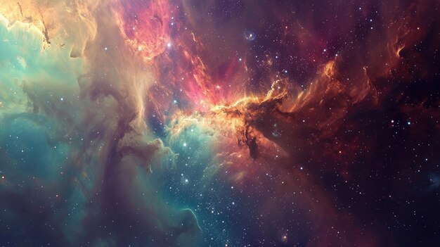 Sfondio dei viaggi cosmici campi stellari astratti e nubi di nebulose con un senso di profondità e mistero