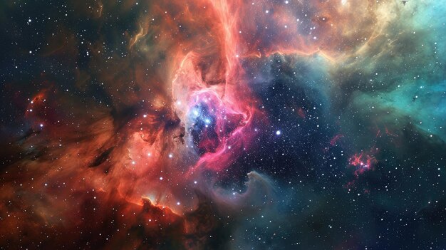 Sfondio dei viaggi cosmici campi stellari astratti e nubi di nebulose con un senso di profondità e mistero