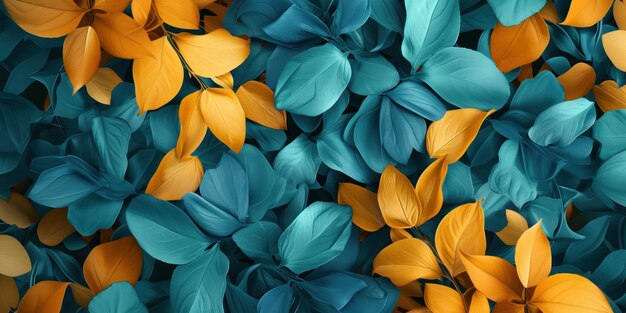 Sfondio del disegno giallo e blu delle foglie