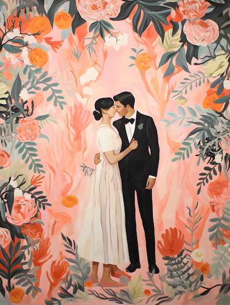 Sfondio del matrimonio disegno di illustrazione di sfondo coppia innamorata sposa matrimonio