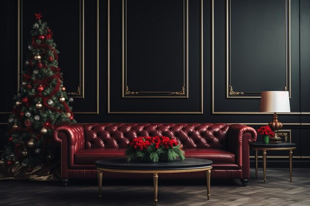 Sfondio del salotto con decorazione natalizia