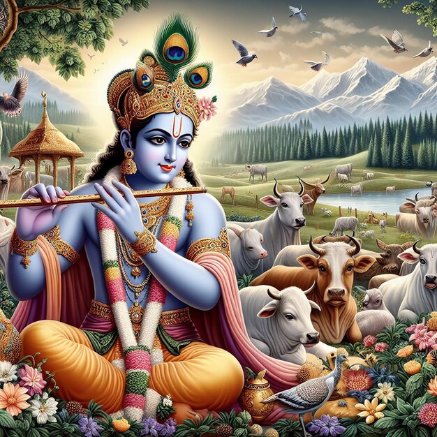 Sfondio dell'immagine di Lord Krishna