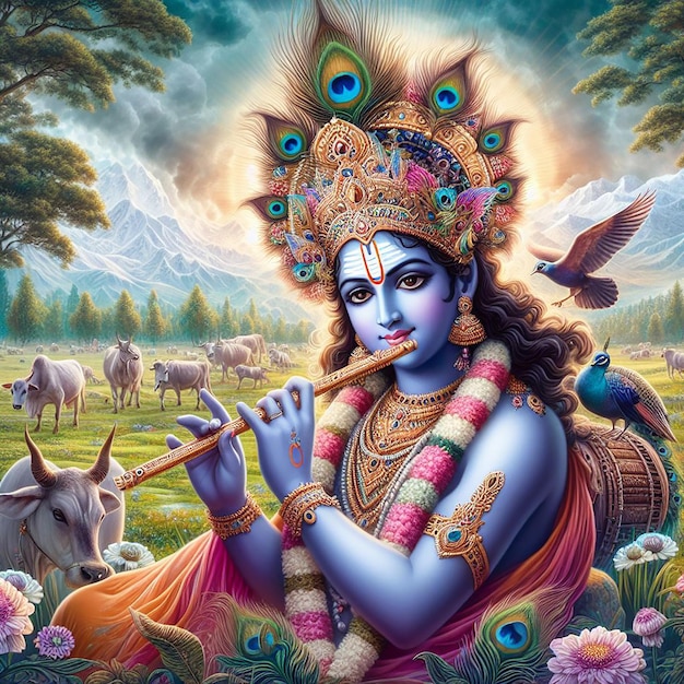 Sfondio dell'immagine di Lord Krishna