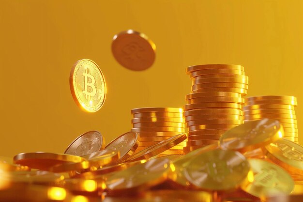 Sfondio della criptovaluta 3d gold bitcoin