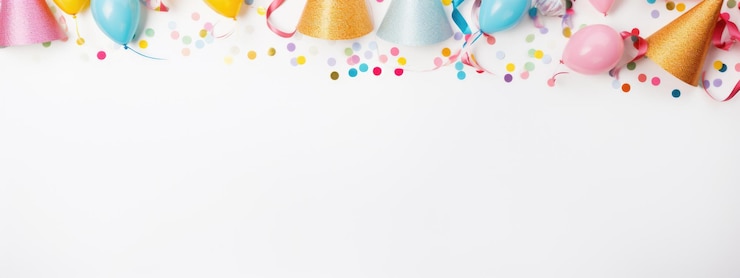 Foto sfondio della festa di compleanno top view flat lay creato con tecnologia generative ai
