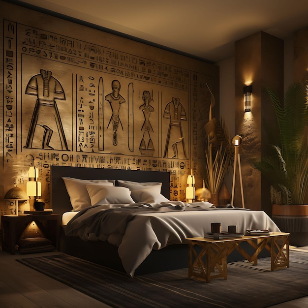 Sfondio della sala delle piramidi egiziane Murali geroglifici Ankh Simboli per il flusso di creatori di contenuti