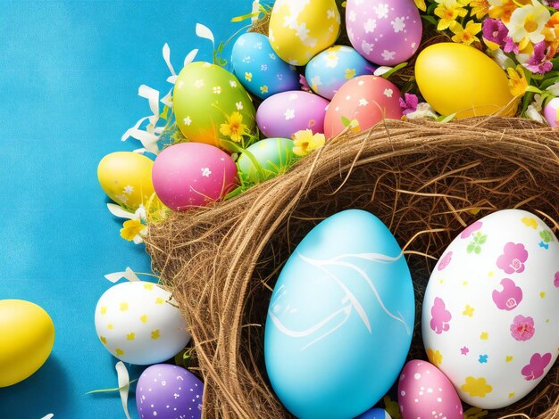 Sfondio delle vacanze di Pasqua con uova di Pasqua ai generati