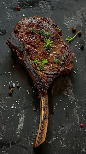 Sfondio di ardesia con bistecca di tomahawk wagyu