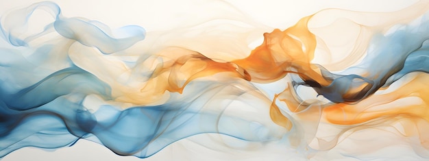 Sfondio di arte fluida blu arancione ondulato macchie dorate carta tecnica di marmorizzazione astratto
