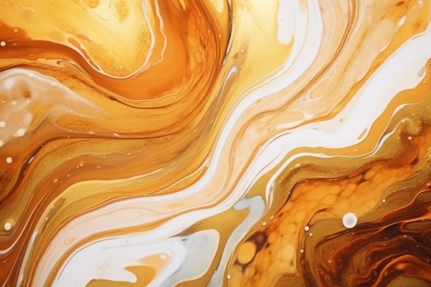 Sfondio di arte fluida con colori dorati e rame scuri