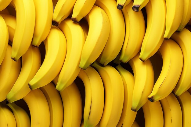 Sfondio di banane fresche disposte insieme che rappresentano il concetto di una dieta sana