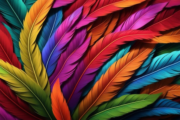 Sfondio di carta da parati creativo di piume d'uccello colorate