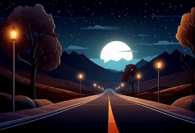 Sfondio di cartoni animati della scena vettoriale della strada oscura indiana