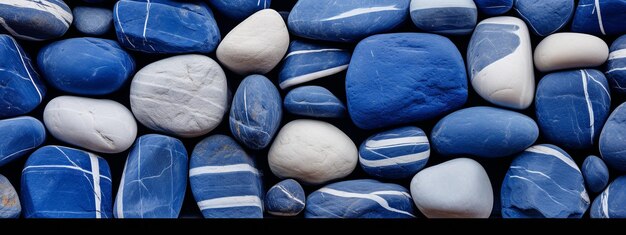 Sfondio di ciottoli blu e bianchi Sfondio astratto di pietre