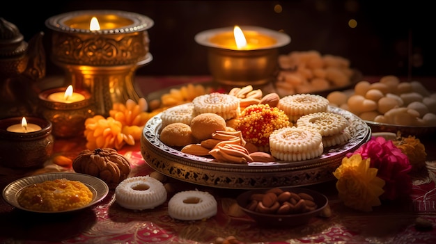 Sfondio di Diwali e dolci