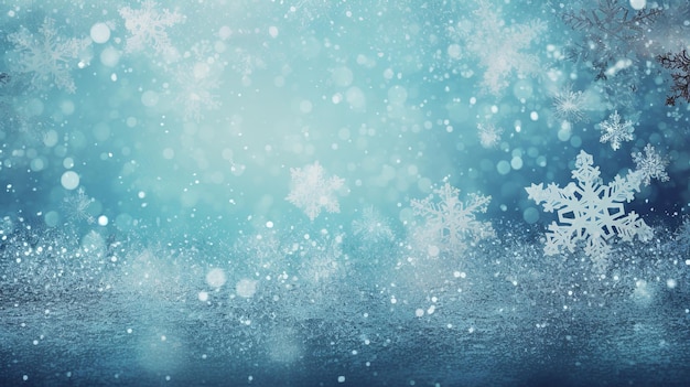 Sfondio di fiocchi di neve blu di Natale Generativo ai