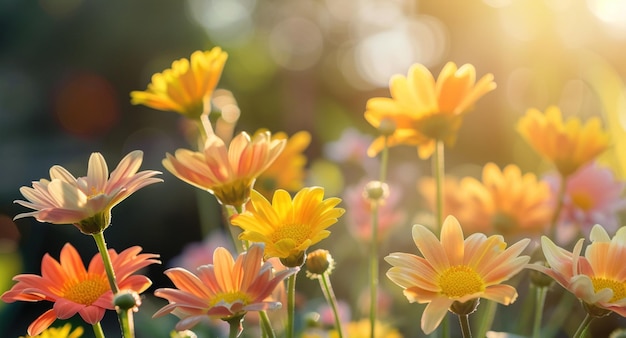 Sfondio di fiori all'aperto con spazio per il testo