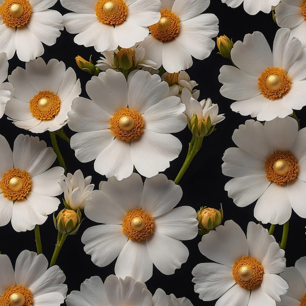 Sfondio di fiori di margherita bianca con perle 3D design di carta da parati in stile realistico