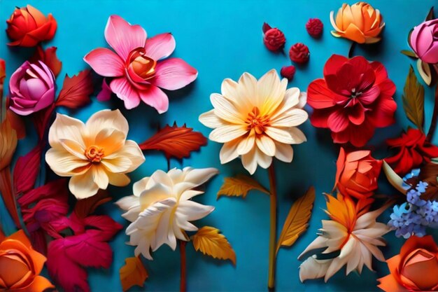 Sfondio di fiori diversi e colorati