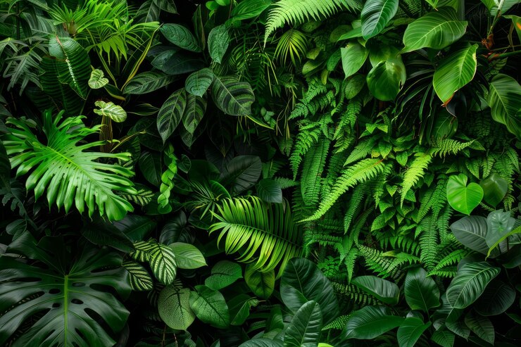 Foto sfondio di fogliame tropicale lussureggiante