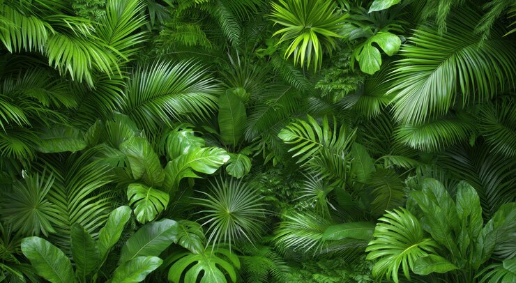 Foto sfondio di fogliame tropicale lussureggiante