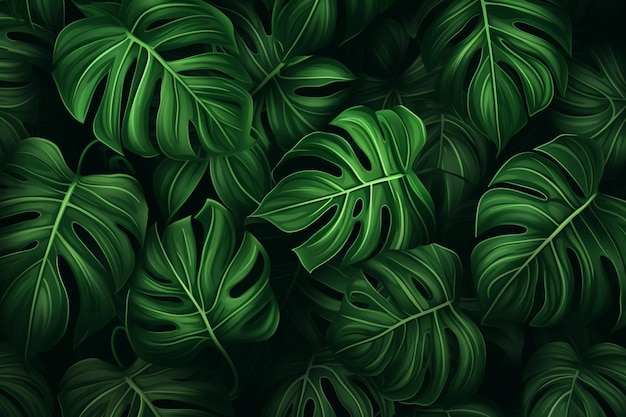 Sfondio di foglie tropicali realistiche.
