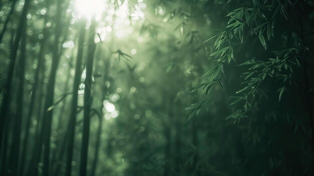 Sfondio di foresta di bambù con gambi di bambù che si estendono verso il cielo