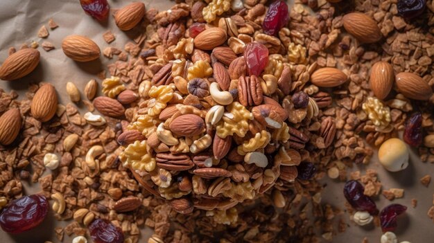 Sfondio di Granola fatto in casa che riempie la cornice