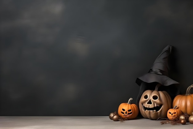 Sfondio di Halloween con teschi, zucche e candele