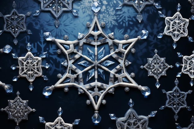 Sfondio di Hanukkah con fiocchi di neve e stelle