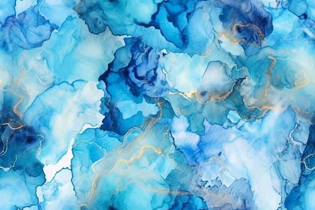Sfondio di inchiostro alcolico blu Abstract delicata consistenza della stagione invernale AI Generative