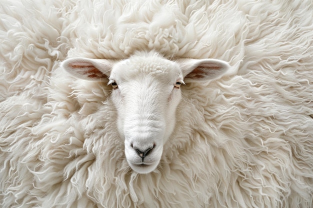 Sfondio di lana bianca di pecora con consistenza di tessuto di peluche