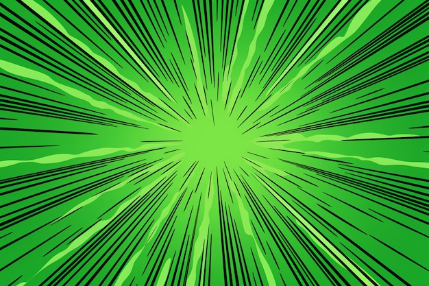 Sfondio di linee di zoom vuote in stile fumetto verde