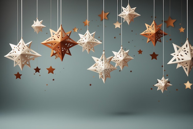 Sfondio di Natale e Capodanno con stelle 3D Rendering