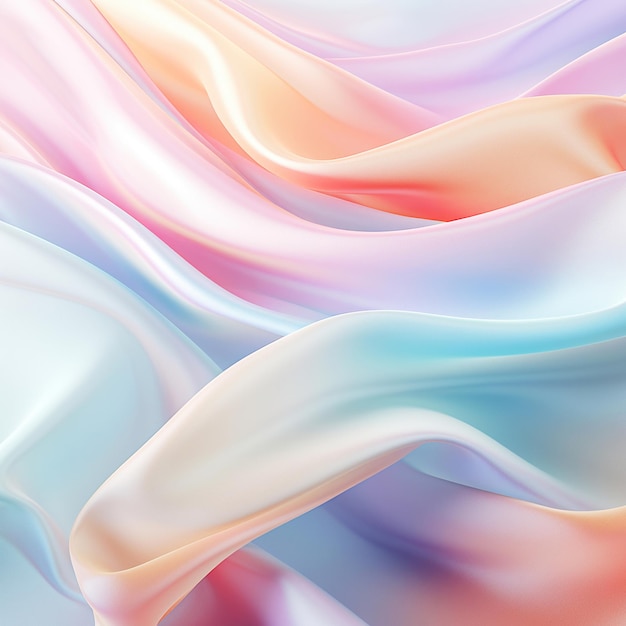 Sfondio di onde di seta astratte Un primo piano di un lussuoso tessuto di seta fluido con luce e ombra che evidenziano la sua consistenza liscia e il ricco colore dell'arcobaleno trendy Generato da AI