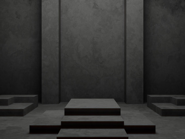 Sfondio di parete di cemento scuro Podium di cemento geometrico
