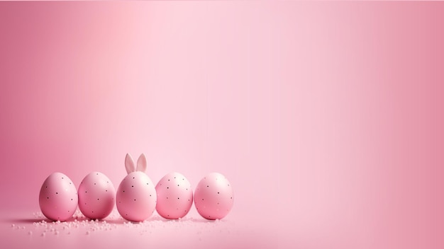 Sfondio di Pasqua con uova rosa in colori pastello e spazio per il testo