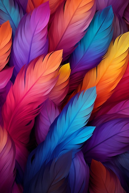 Sfondio di piume d'uccello colorate