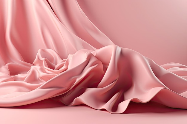 Sfondio di seta liscia rosa astratto Satin elegante tessuto di lusso Belle pieghe morbide sulla superficie del tessuto Illustrazione generativa AI