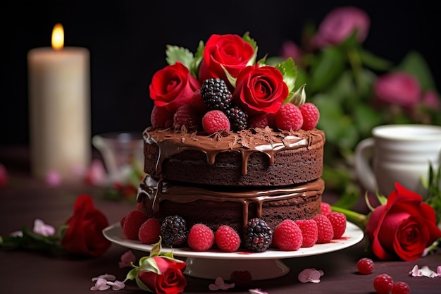 Sfondio di torta di cioccolato con una bella decorazione