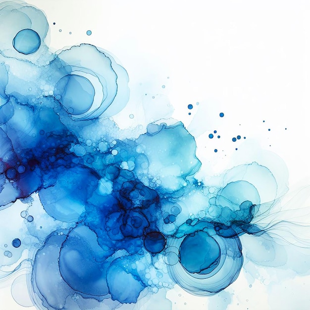 Sfondio di vernice blu astratta formato attraverso l'applicazione di inchiostro alcolico o acquerello